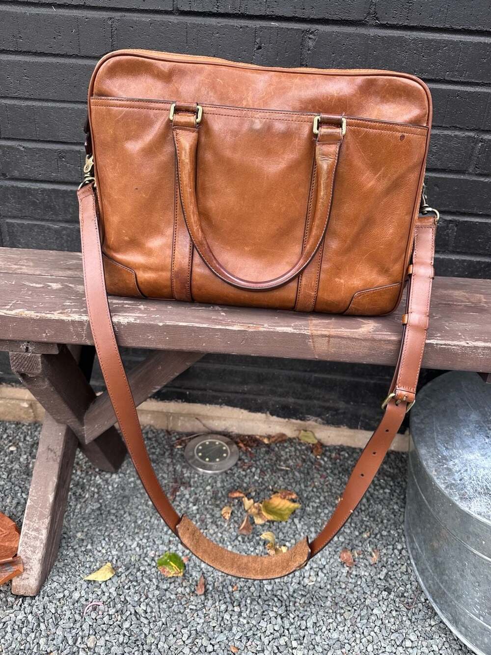 Coach Bleecker Leather Slim Briefcase Tan Laptop Bag - Picture 2 of 10